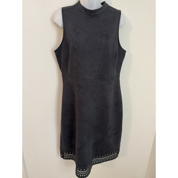 Ann Taylor Factory Dress Sheath Size 12 Gray Microsuede Laser Cut Office Career - Picture 1 of 6